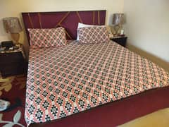 King-size bed with two bedside tables for sale