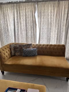 6 seater L shade sofa with cushions  with ottoman