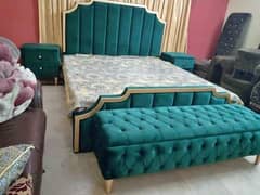 Bed set-Wall bed-Poshish bed-Wooden bed and Side table-bridel bed set