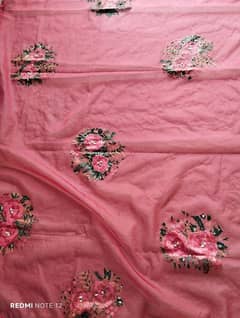 Organza Hand Painted duppata with embellishments