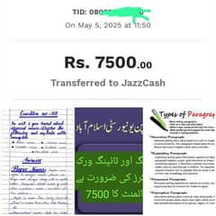 Handwriting Assignment And Typing work Availabile