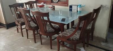 Dinning Table Glass Full Size 6 Chairs.