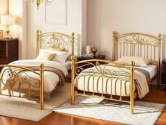 Single iron  steel Beds  Wooden Look Colors Durable Long Lasting