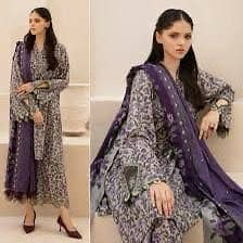 Elegant 3PC Lawn Suit - Printed Trouser & Dupatta