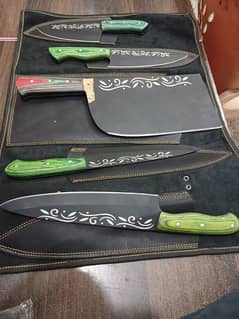 Damascus Knifes For Qurbani With Leather Cover
