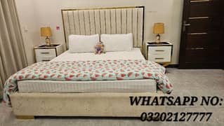 WHITE AND GOLDEN LUXURIOUS BED SET VLEVET POSHISH