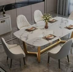 4 seater dining-wooden dining table-6 chairs-dining table glass on top