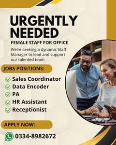 Female Staff Required | Office Jobs