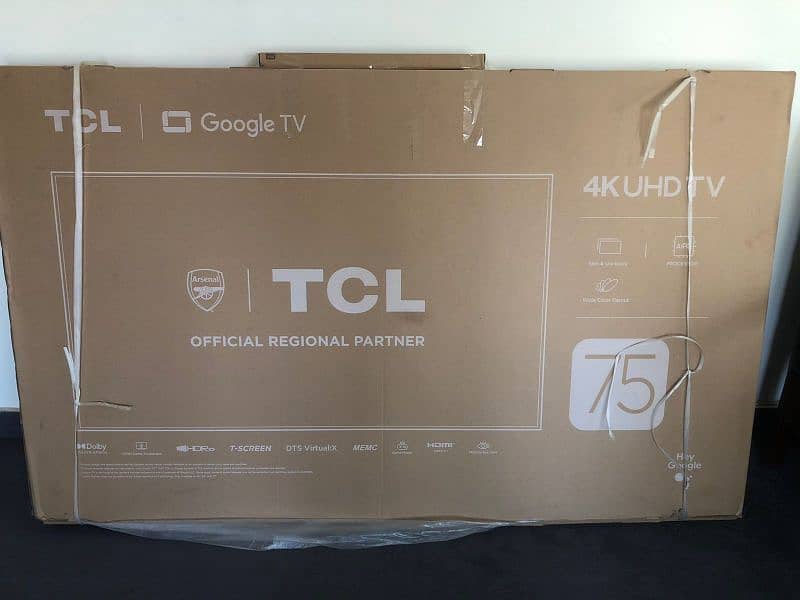 75inch 4kUHd tcl smart tv (JUST BOX OPEN, NOT USED, NOT TURNED ON) 0