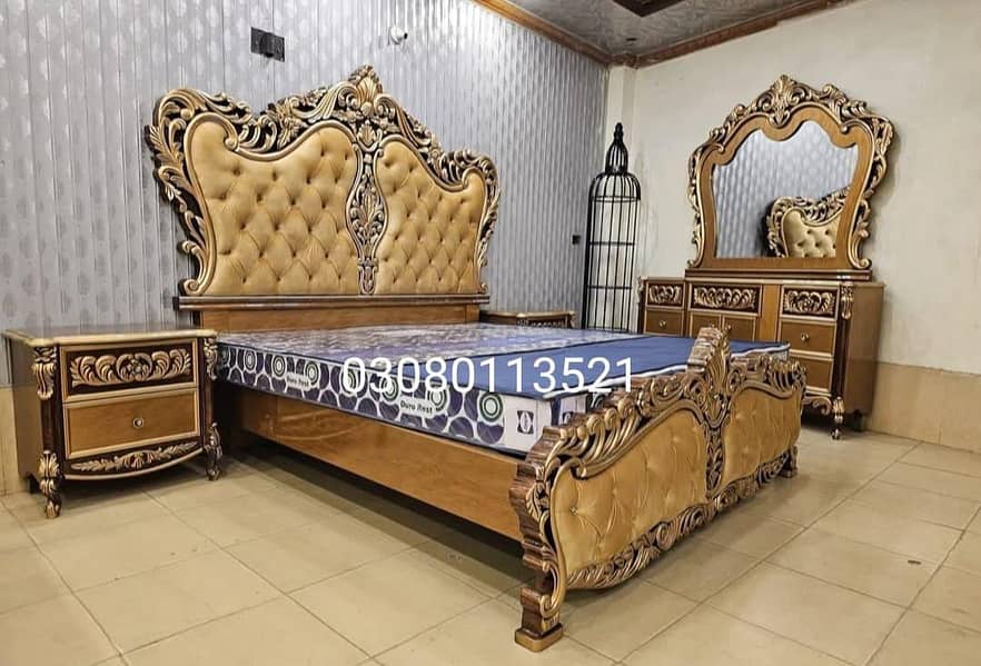 Bed Set/Poshish Bed /Double Bed/king Size Bed/Bed Dressing Side Table 1