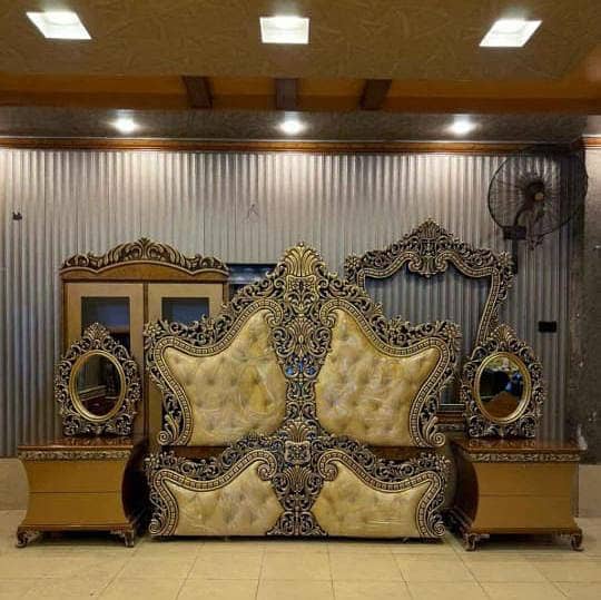 Bed Set/Poshish Bed /Double Bed/king Size Bed/Bed Dressing Side Table 7