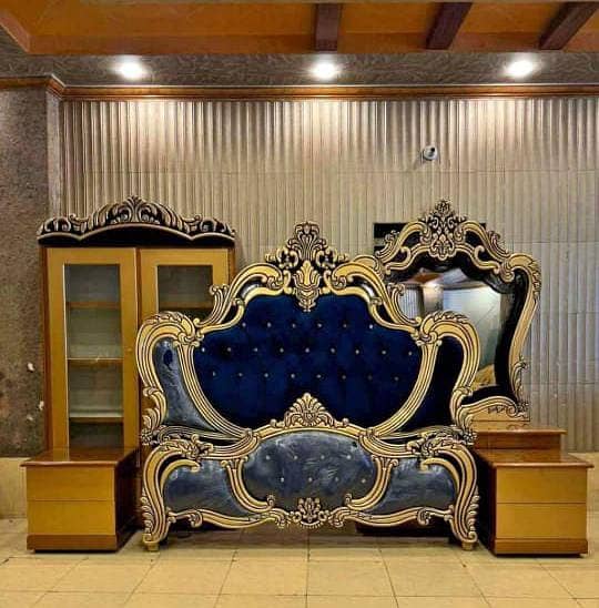Bed Set/Poshish Bed /Double Bed/king Size Bed/Bed Dressing Side Table 8