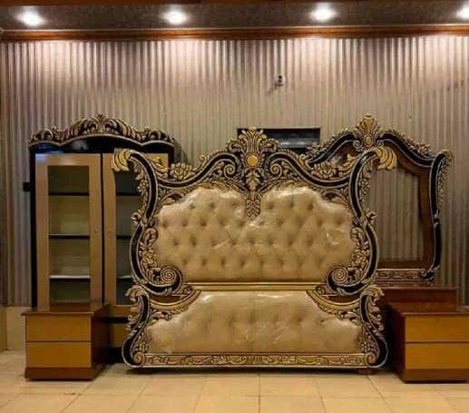 Bed Set/Poshish Bed /Double Bed/king Size Bed/Bed Dressing Side Table 9