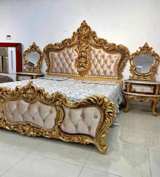 Bed Set/Poshish Bed /Double Bed/king Size Bed/Bed Dressing Side Table 12