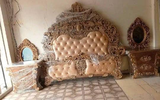 Bed Set/Poshish Bed /Double Bed/king Size Bed/Bed Dressing Side Table 16