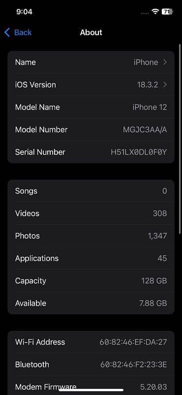 IPhone 12 Non PTA with 93% Health and 10/10 Condition. 10
