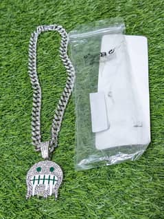 Smiling Face Hip-hop Cuban Chain, Rhinestone Pendant Necklace Jewelry