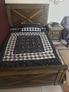 single bed with side table and mattress in new condition