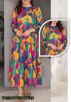 1 Pc Women's Unstiched Swiss Lawn Printed Shirt
