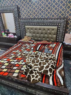 bed mattress dressing and side table used