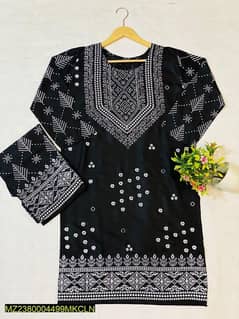 2 Pcs Women's Stitched Lawn Embroidered Shirt And Trouser