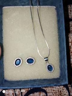 Italliun silver blue necklace full silver