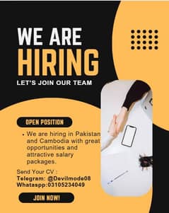 Hiring for Pakistan and Combodia