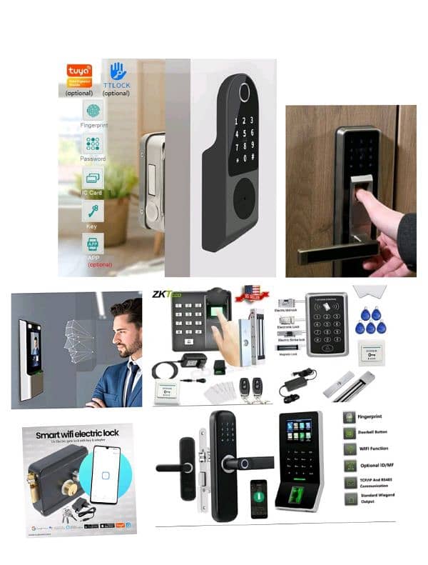 smart fingerprint handle electric main door lock access control system 0