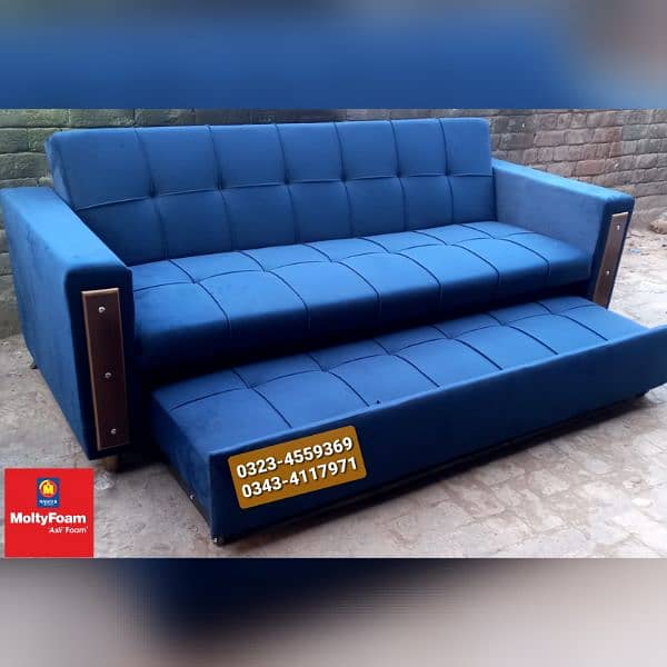 Sofa cum bed Molty double bed folding bed /Foam Mattress/Dining Table 16