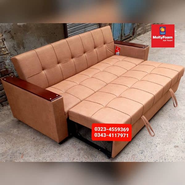 Sofa cum bed Molty double bed folding bed /Foam Mattress/Dining Table 17