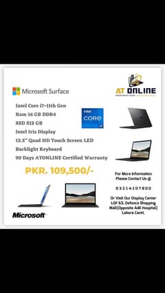 Microsoft Surface Core i7-11th Gen  Ram 16 GB DDR4 SSD 512 GB