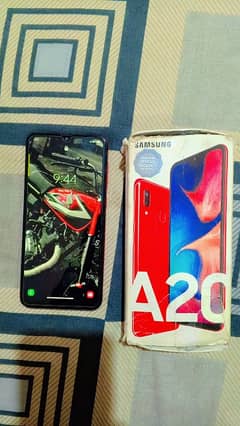 Samsung A20 mobile phone with box