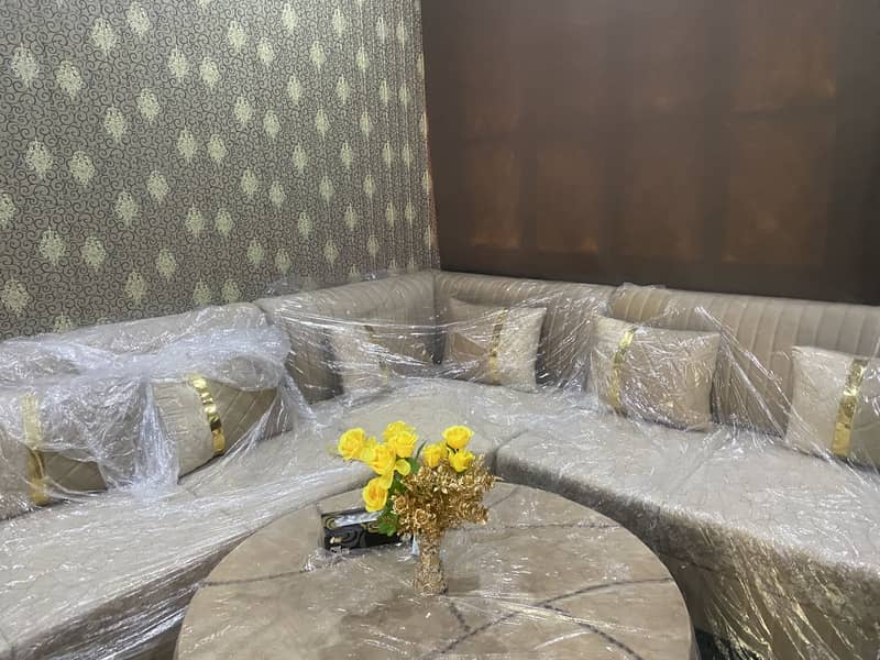 L shaped sofa set/ round table/ coffee table 2
