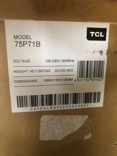 75" 4kUHD TCL tv (just box open, not used for 1 minute)