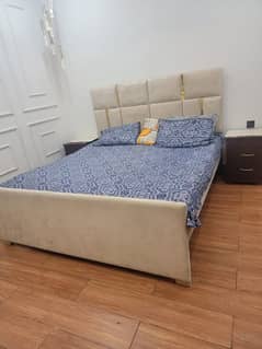 sofa set and double bed with side table for sale