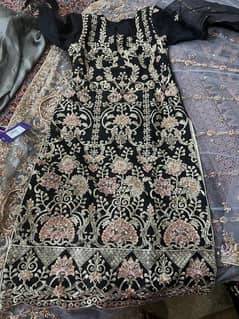 Luxury Black Embroidered Party Dress –Ready to Wear