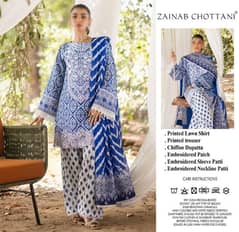Zainab chatoni lawn 3 piece sout. . brand company heavy embrodary border