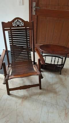 Easy chair with table