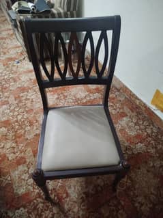 wooden dining table with six chairs 20 m. m double glass