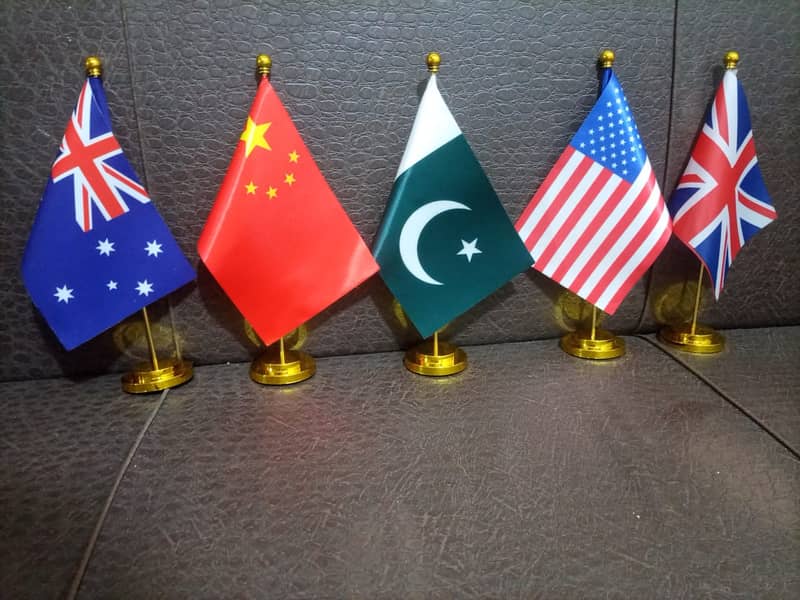 CEO Luxury Pakistan Flag & Custom Logo Table Flag for CEO office Decor 12