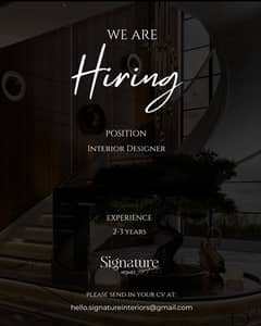 We Are Hiring Interior Designer - Full Time Position