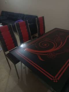 6 chairs glass dining table for sale