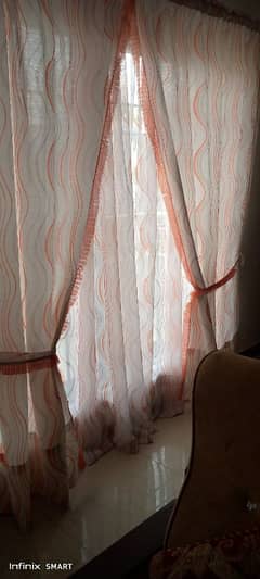 off white and orange  10 curtains