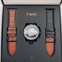 Men's stainless Steel quartz watch with 1 pic Analogue face and 2 trap