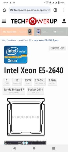INTEL XENON E5 2640 V1  workstation Processor for sale