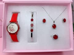 Elegant Red Crystal Complete Jewelry Set for Women | Amariz Jewelry