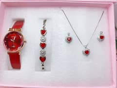 Luxury Red Heart Complete Jewelry Set Perfect Gift for Women