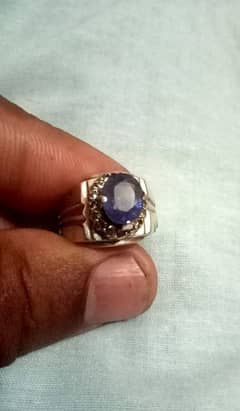 beautiful Neelam stone with silver ring for sale