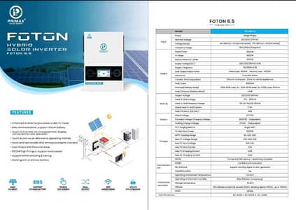 Primax FOTON 6.5 4500W Solar Hybrid Inverter - Solar Inverter - 1101267293
