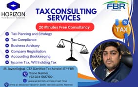 Sales Tax, Income Tax Return, SECP Filing, KPRA, PRA, Tax Consultant